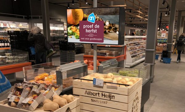 Albert Heijn test nieuwe versconcepten in combinatie met Digital Signage scherm afbeelding