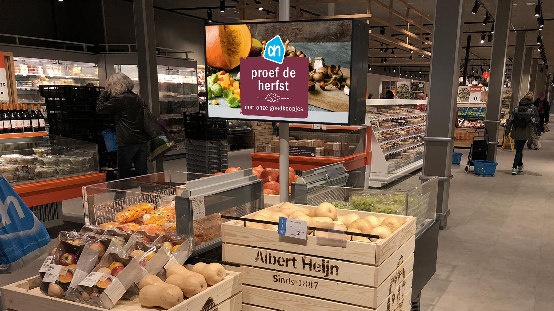 Albert Heijn test nieuwe versconcepten in combinatie met Digital Signage scherm afbeelding