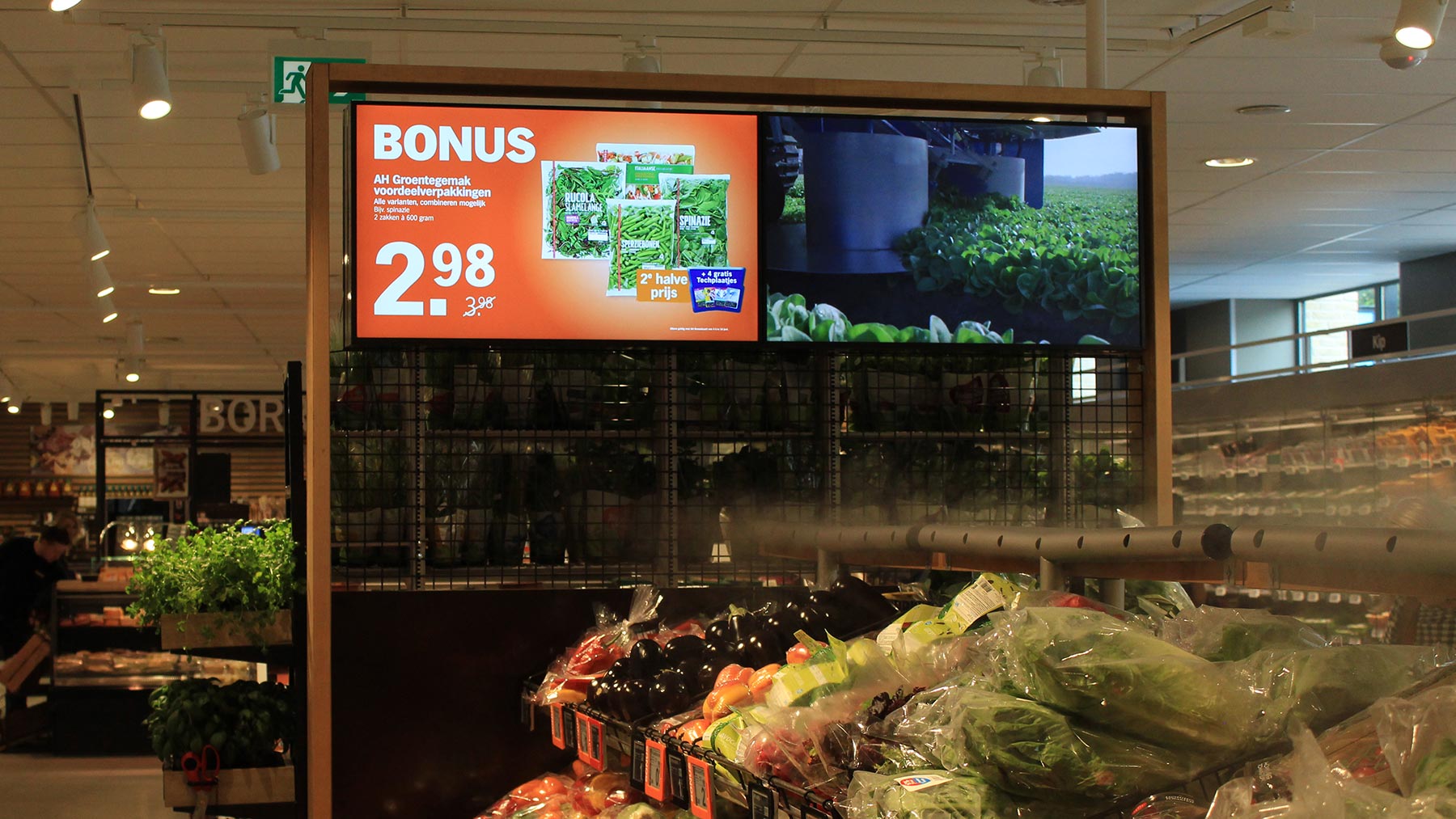 Albert Heijn test nieuwe versconcepten in combinatie met Digital Signage scherm afbeelding