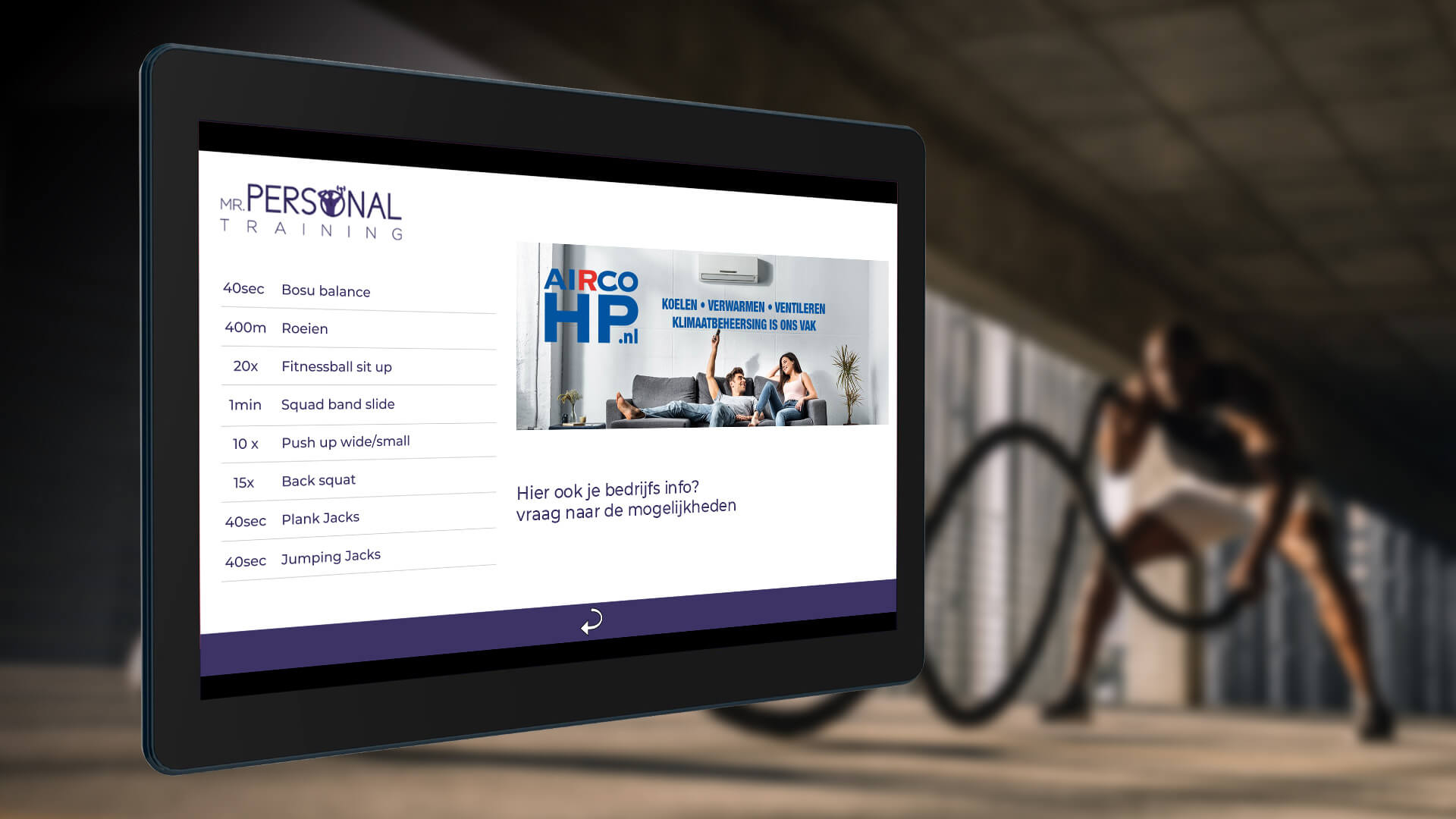 Digital Signage ter ondersteuning van fitnessinstructies afbeelding