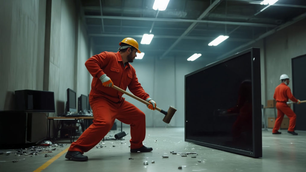 Creative Action schenkt afgedankte schermen aan Rage Fabriek voor woedetherapie